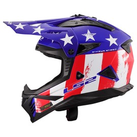 LS2 Helmets Gate II Full Face MX Motorcycle Helmet (Gloss Battle Scar Red/White/Blue - Large)