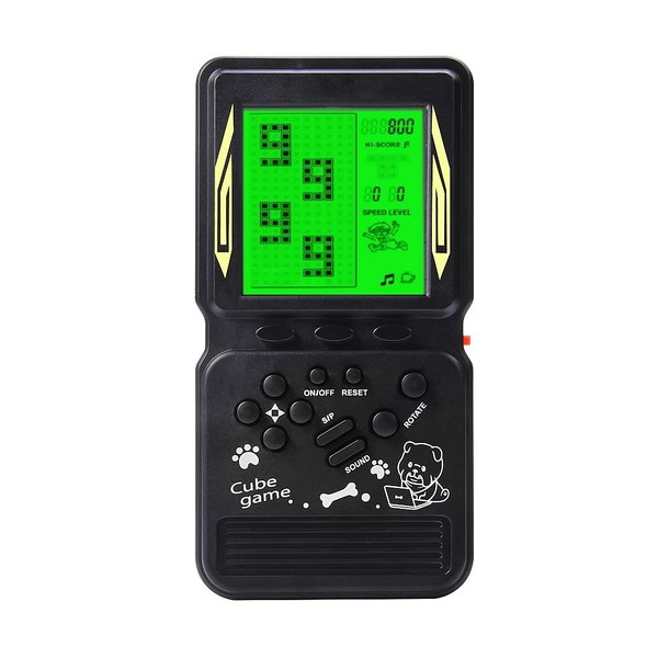 CZT New Retro Block game console green backlight large screen more convenient for playing games classic nostalgia puzzle built-in 999 in 1 brick game children's gift (Black)