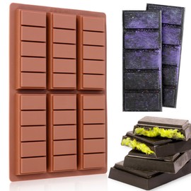 Chocolate Bar Mold, Deep Silicone Bar Mold for Stuffed Chocolate Bar, Wax Melt, Candy Bar Mold 1 Pack (5 Snap)