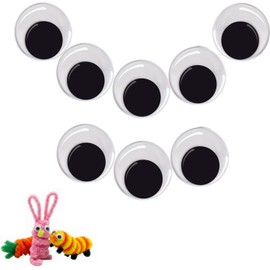 Tofficu 100 Piezas Ojos Movibles Autoadhesivos 10 mm, Ojos Saltones Blanco y Negro de Plástico para Manualidades, Muñecos Amigurumi, Scrapbooking y Decoración DIY