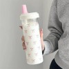 Cute Bow Pattern Straw Water Bottle, Clear Reusable Drinking Bottle