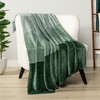 Pavilia Green Ombre Fleece Bed Blanket, Soft & Lightweight, Emerald