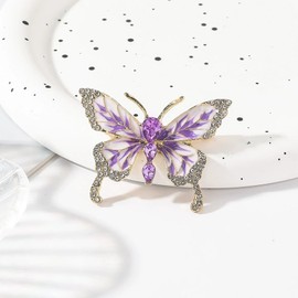 Butterfly Brooch Pin for Women Rhinestone Brooch with Crystal Butterfly Lapel Pin-purple