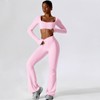 ABOCIW Workout Sets for Women Square Neck Long Sleeve Crop