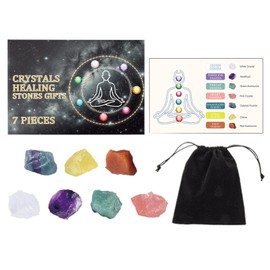 Crystals Set | Natural Stone Raw Gemstone - White/Pink Crystal, Amethyst, Green/Red Aventurine, Colored Fluorite, Citrine, for Abundance And Prosperity