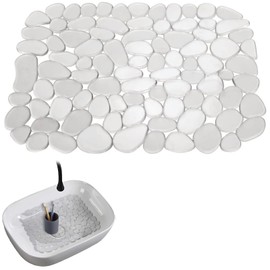 1Pcs Transparent Sink Protector Mat, Sink Protector, Non-Slip, Fast Draining Kitchen Sink Mat for Ceramic & Stainless Steel Sinks, Cuttable Sink Mats Liner, Durable Countertop Protector