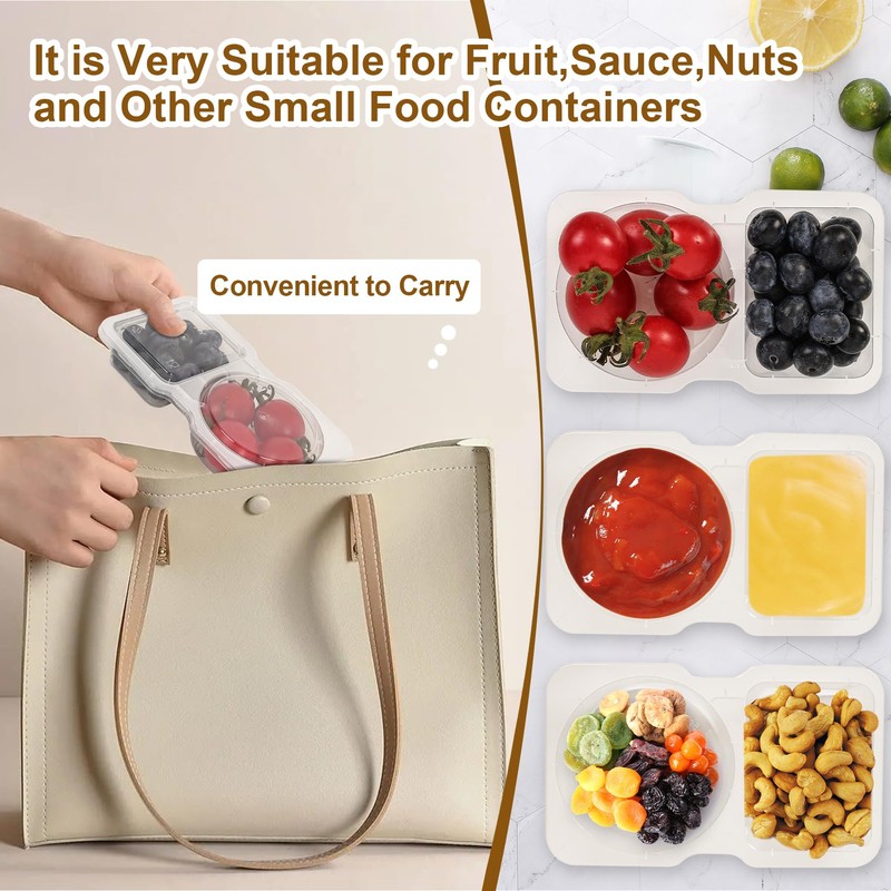 CJT 12 Sets Reusable Compartment Condiment Container with Lids -