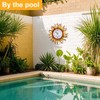 Outdoor Clock Thermometer Combo, Sun Outdoor Wall Clock, Silent Non-Ticking