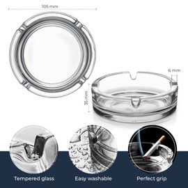 Konzept 11 - Glass Ashtray (Pack of 12) | Glass Ashtray Dishwasher Safe | Ashtray for Outdoor Use Transparent Diameter 11 cm 3.5 cm High