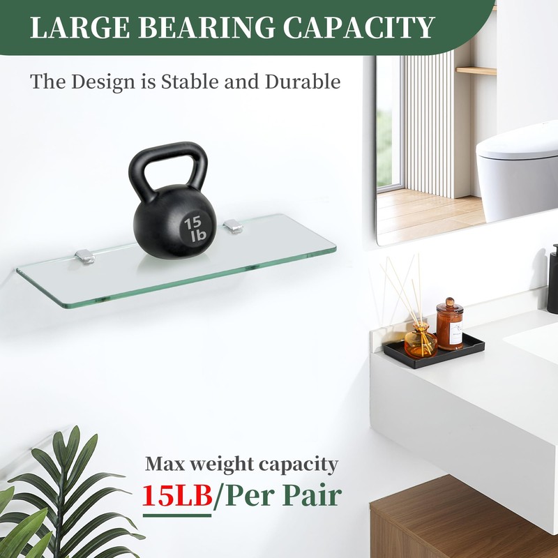 Alise Glass Shelf Brackets,Adjustable Clamp Brackets for Shelves,Wall Mount Clamps