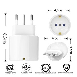 Leloco Germany to Italy Plug – Travel Guide Italy Plug 230 V – Pack of 2 – Adaptor Ltalien Germany – Travel Adapter for Your Italian Stay