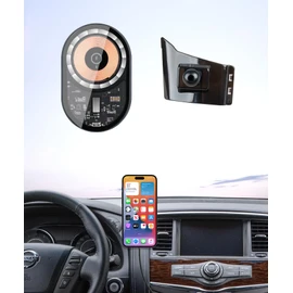 Masergogo Wireless Charging car Phone Holder for Nissan Armada 2017-2020 / Infiniti 2014-2019 QX80 Auto Accessories Navigation Bracket Interior Decoration Mobile Cell Phone Mount, 360° Rotation