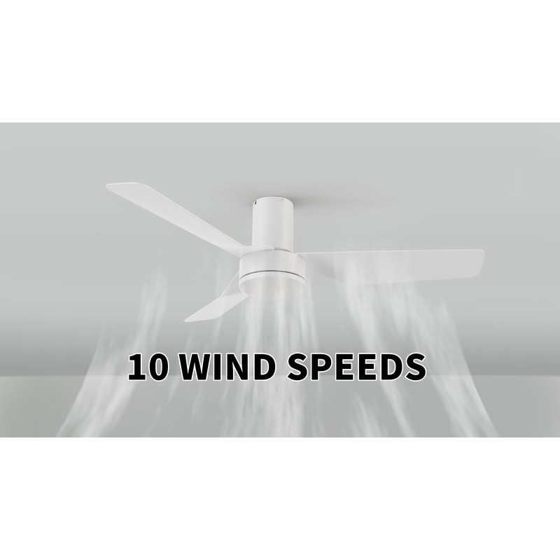 Carro 44 Inch Ceiling Fan without Lights Flush Mount, Small