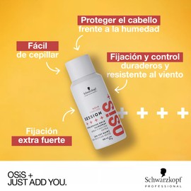 OSIS - Session Laca 100 ml, de Fijación Extra Fuerte, Peinados Duraderos, Protección Térmica, Protege Frente a Humedad y Viento, Acabado Brillante, sin Residuos,