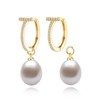 BAMIKI Pearl Hoop Earrings for Women, 14K Gold Plated 925