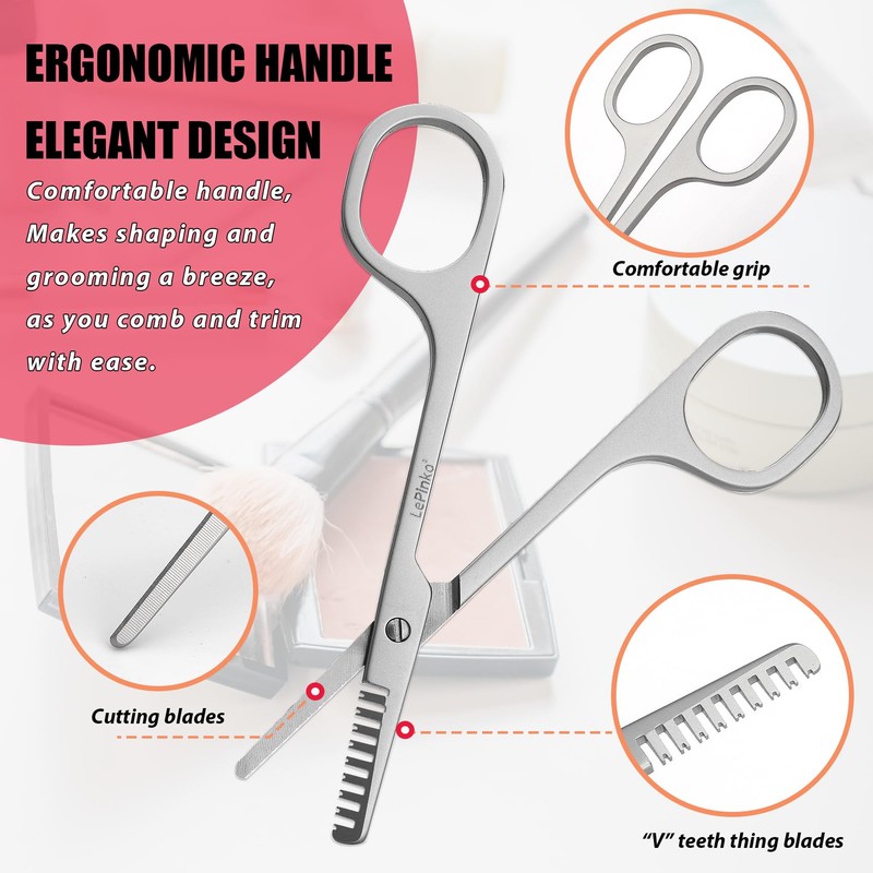 Facial Hair Thinning Scissors, V Teeth Hair Thinning Scissors For