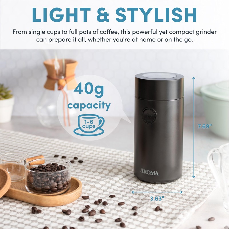 Aroma Housewares Mini Coffee Grinder and Electric Herb Grinder with
