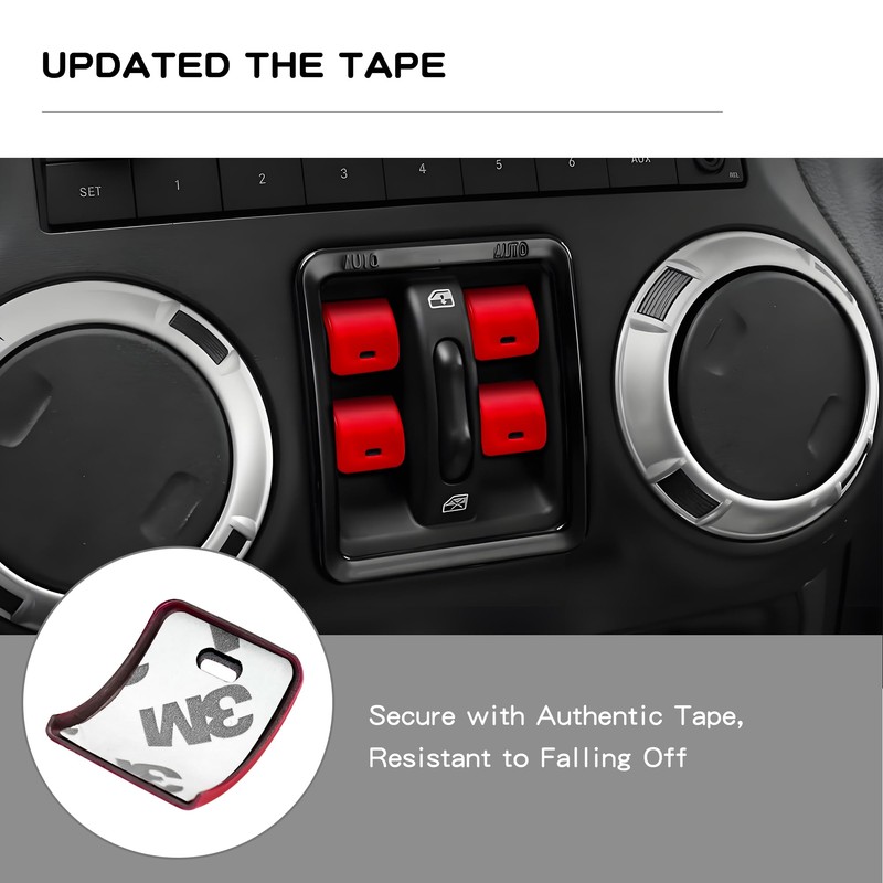 Polodunn Window Button Cover for 2012-2017 Jeep Wrangler JK &