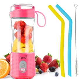 Batidora personal, batidora portátil de jugo para batidos y batidos, recargable con USB-C, inalámbrico (rosa)