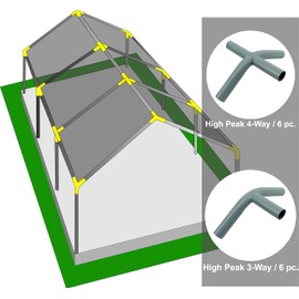 INS Import Canopy Fittings Kit 1 3/8" High Peak Frame Carport Connectors, Full Set for 6, 8, 10 Legs, Choose Size (8 Legs)