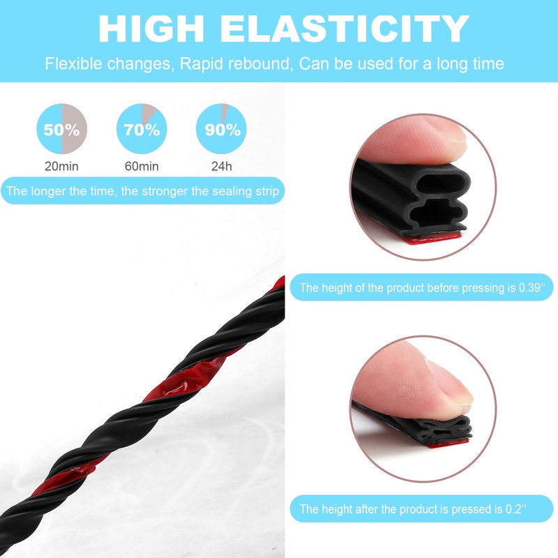 Door Weather Stripping Seal Strip - Self-Adhesive Rubber Soundproofing Weatherstrip