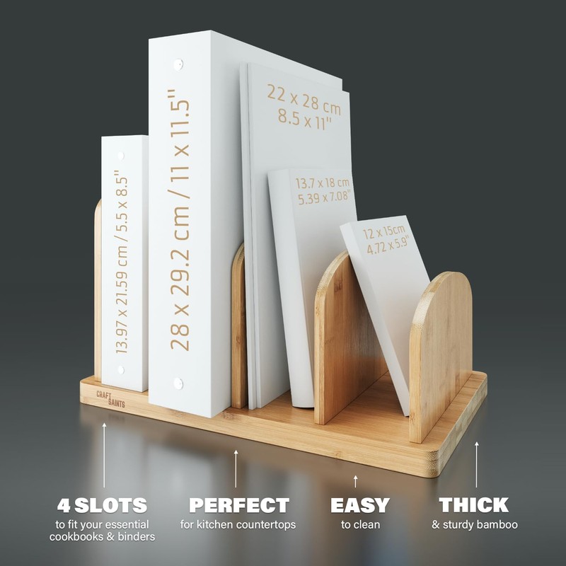 Cook Book Organizer, Recipe Holder Rack, Tabletop Stand for Convenient