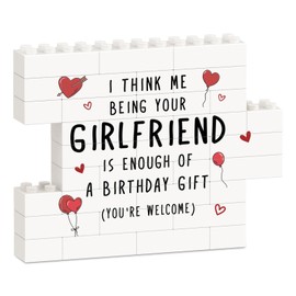 IDELTIME Boyfriend Birthday Gifts, Funny Building Block Puzzle Plaque, Birthday Gifts for Boyfriend, Him, Men, BF, I Think Me Being Your Girlfriend is Enough Desktop Decorative Sign