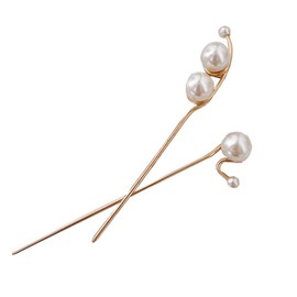 PACKOVE 2pcs Pearl Hair Chopsticks Elegant Womens Hair Stick Accessories for Bun Updo Lightweight Metal Hairpins with Classic Pearl Design for Wedding Party and Daily Styling
