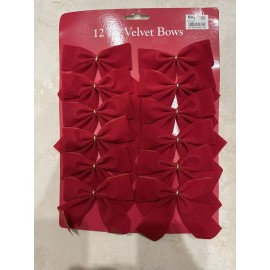 12 Pack Of Velvet Bows 4” X 4”