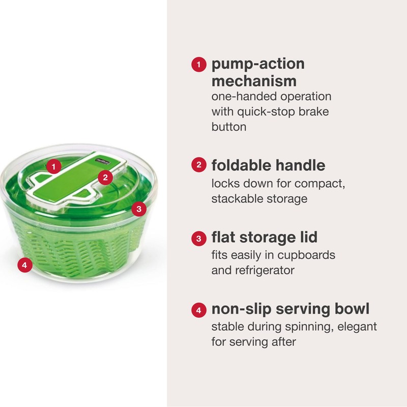 Zyliss Swift Dry Salad Spinner Large - Plastic Lettuce Colander