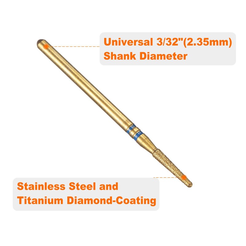 sourcing map 10pcs 120-140 Grits Diamond Grinding Bit 2mm Tapered