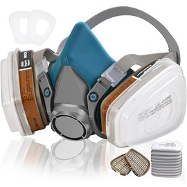 ANUNU Blue Respirаtor Mask with filters, Painting Respirator for Painters, Dust, Epoxy Resin, Chemical, Woodworking, Welding