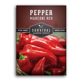 SURVIVAL GARDEN SEEDS Survival Garden Seeds - Marconi Red Pepper Seed for Planting - Packet with Instructions to Plant and Grow Long Sweet Italian Peppers in Your Home Vegetable Garden - Non-GMO Heirloom Variety