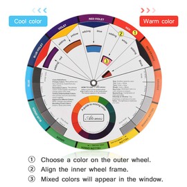 Pocket Color Wheel, Paint Mixing Learning Guide Art Class Teaching Tool for Makeup Blending Board Chart Color Mixed Guide Mix Colors
