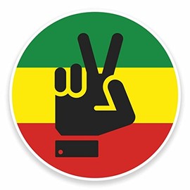 2 x 10cm/100mm Rasta Peace Hand Jamaica Window Cling Sticker Car Van Campervan Glass #9482