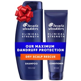 Head & Shoulders Anti-Dandruff Shampoo, Clinical Strength Dry Scalp Rescue, 1% Selenium Sulfide, Seborrheic Dermatitis Relief, Dry Scalp, 13.5 fl oz + Conditioner, 9.1oz
