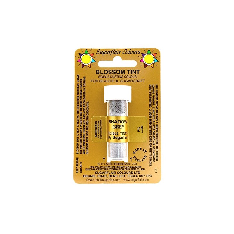 Sugarcraft Sugarflair Colour Blossom Tint Powder Dust Shadow Grey 7ml