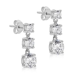 Tuscany Silver Women's Sterling Silver Triple Cubic Zirconia Drop Earrings