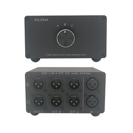 SOLUPEAK 1 in 3 Out XLR Balanced Audio Switch Box, 3-Channels XLR Stereo Converter,Passive Signal Source Audio Input Selector Switcher Splitter 1-to-3 Box (X103)