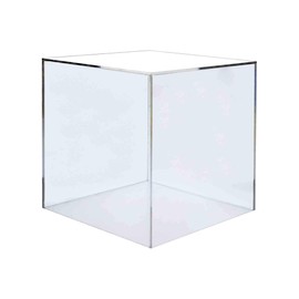 Marketing Holders Pedestal Art Gallery Display Sculpture Stand Trinkets Trophies Collectibles Cube Safety Cover (Clear, 14" W)