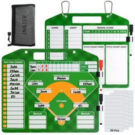 JNATER Magnetic Baseball Lineup Board - Double-Sided Baseball Clipboard for Coaches (30 Pcs Lineup Cards), Dry Erase Softball Lineup Board for Dugout with 3 Marker Pens, Baseball Coaching Accessories