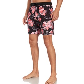 SONGDAI Summer Mens Swimming Trunks Fashionable Vacation Beach Board Shorts Four Corner Swim Short Inner Lining Pocket Swimwear Short-Flower-3XL