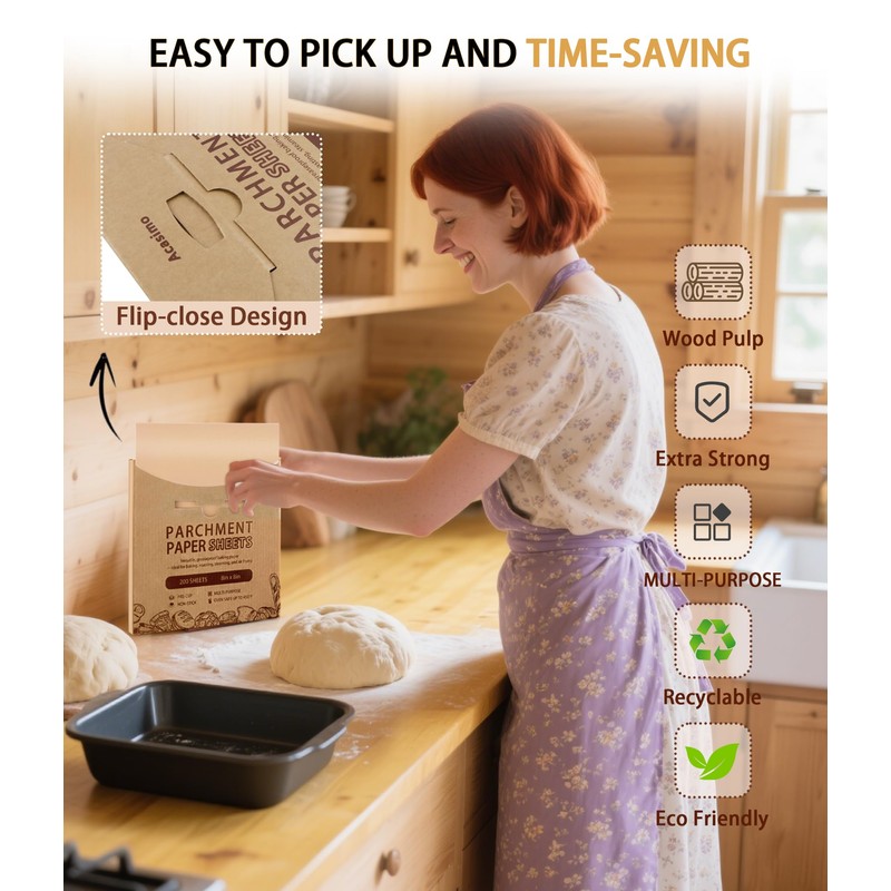 200PCS Parchment Paper Sheets, 9x9in, Squares Baking Paper for Baking,