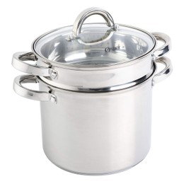Oster Sangerfield 5-Quart Stainless Steel Pasta Pot Set with Steamer Basket and Lid – Durable Kitchen Cookware for Boiling and Steaming