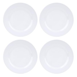 Melamine Dinner Plates, 4-Piece Set, 9 Inches, White, Lightweight Round Plate Set for Meals, Appetizers, Desserts, Salad, for Family Dinners, Camping, Banquets and Entertainment