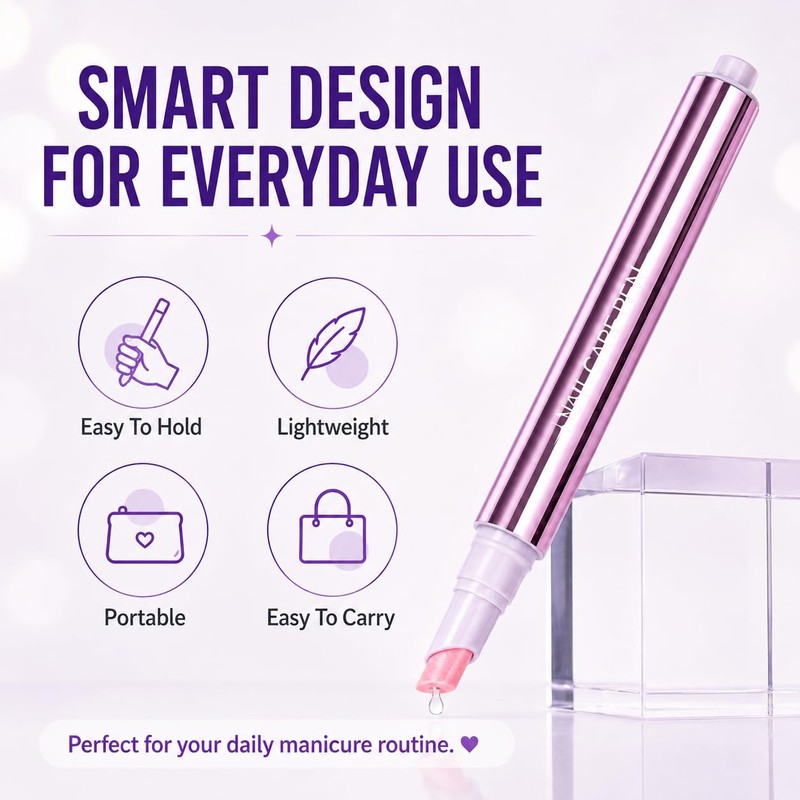 2 Pack 2-in-1 Ceramic Cuticle Oil Pusher Pen for Nail