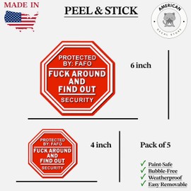 Protected by FAFO Decal – Funny Vinyl Sticker for Cars, Trucks, SUVs, Toolboxes, and Laptops – Durable and Weatherproof Decal – Pack of 5, Ideal for Home and Vehicle Security Display