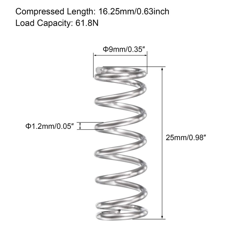 sourcing map Compression Spring, 304 Stainless Steel Compression Springs, Silver