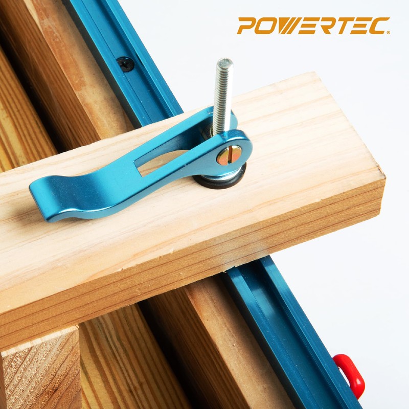 POWERTEC 71164 Aluminum Cam Clamp for Woodworking, 1/4”-20 Threaded Insert