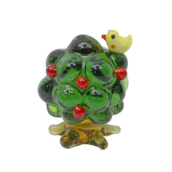 fo-ka-to Figurine Green Total length 3.2 cm Cute Handmade Glass Crafted Wood and Songbird cnswk422 